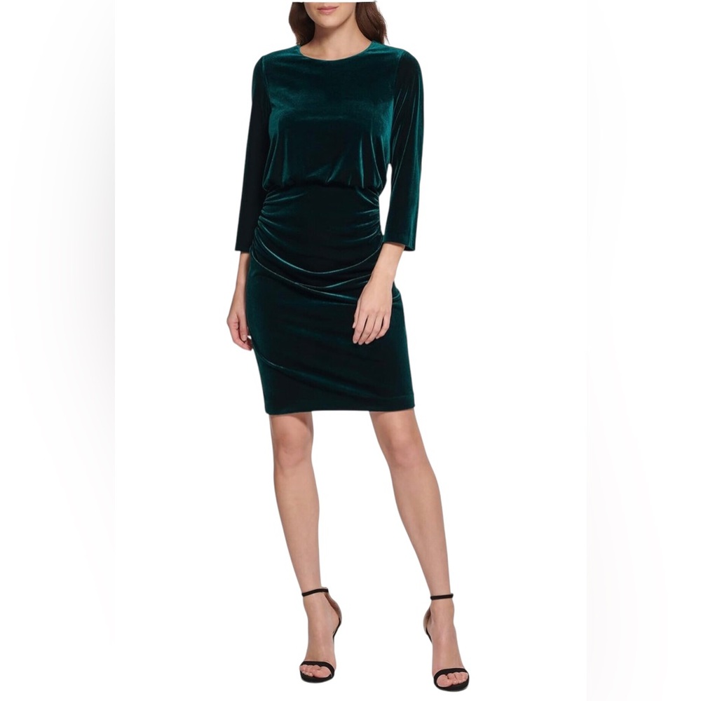 DKNY Teal Velvet Mini Dress